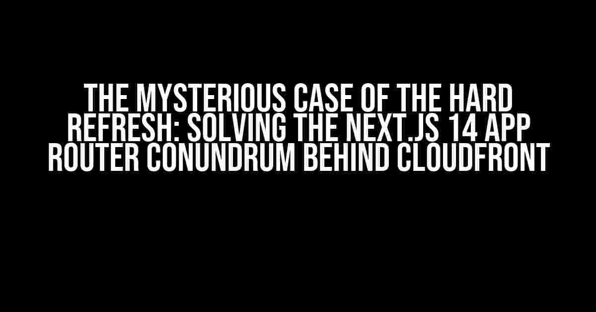 The Mysterious Case of the Hard Refresh: Solving the Next.js 14 App Router Conundrum behind CloudFront